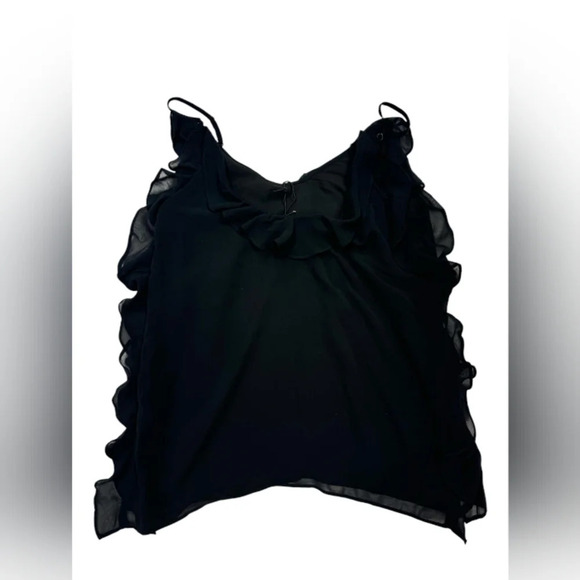 Rachel Zoe NWT Tank Frilly Black Sleeveless Spaghetti Strap Size Small - Picture 6 of 9